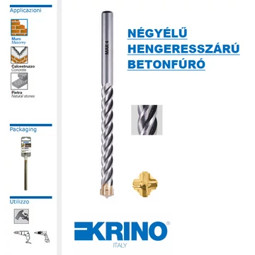 Hengeres szárú négyélű profi betonfúró 4X75/40 mm