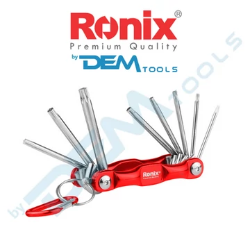 Imbuszkulcs készlet Torx, összecsukható, aluminium, 8 részes,  (T9-T40)