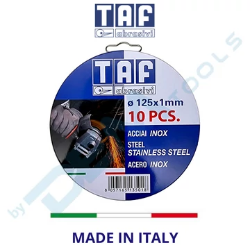 Vágókorong fémhez INOX 125x1mm fém dobozban TAF ITALY 10db/doboz