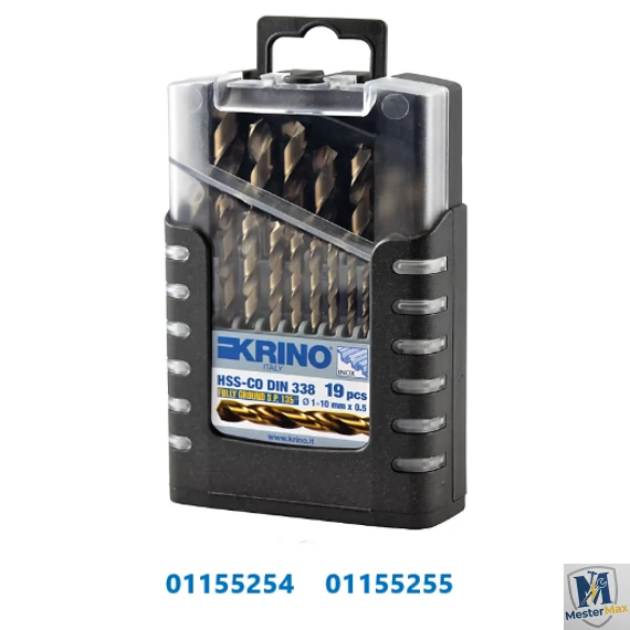 Hengeresszárú Kobaltos HSS-Co fémcsigafúró készlet 19db-os (1-10mm) DIN338