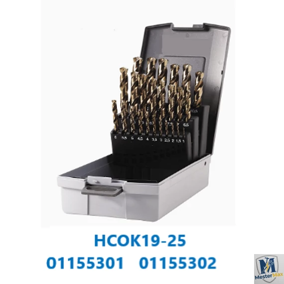 Hengeresszárú Kobaltos HSS-Co fémcsigafúró készlet 19db-os (1-10mm) DIN338