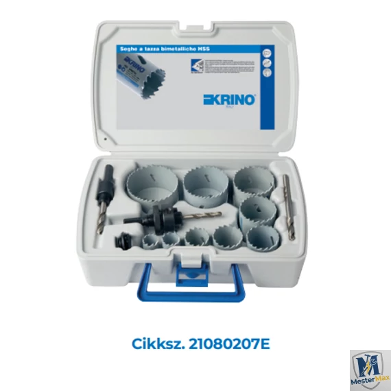 Bimetál körkivágó villanyszerelő készlet (12db) műanyag kofferban KRINO 16-60 mm