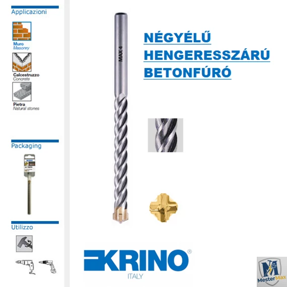 Hengeres szárú négyélű profi betonfúró 7X100/55 mm