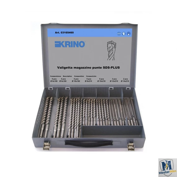 SDS Plus befogású, kétélű profi betonfúró készlet fém kofferban 30db 6-14mm