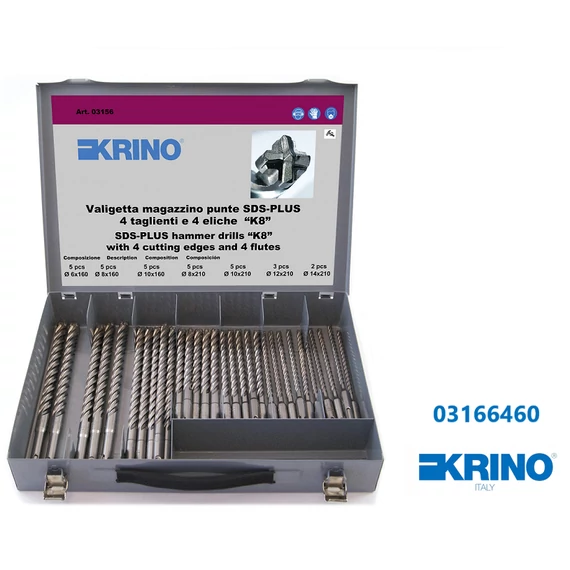 SDS Plus befogású,négyélű profi betonfúró készlet fém kofferban, VASBETONHOZ 30db 6-14mm