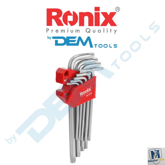 Imbuszkulcs készlet Torx, hosszú, 9 részes,  gömbvégű (T10-T50)