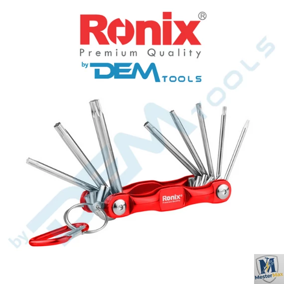 Imbuszkulcs készlet Torx, összecsukható, aluminium, 8 részes,  (T9-T40)