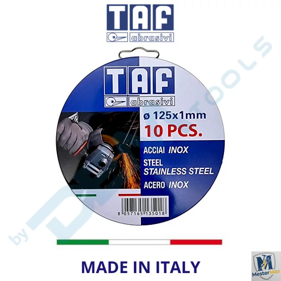 Vágókorong fémhez INOX 125x1mm fém dobozban TAF ITALY 10db/doboz